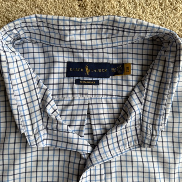 Ralph Lauren Performance Button Down Shirt 3XLT Blue Plaid Long Sleeve - Picture 2 of 9